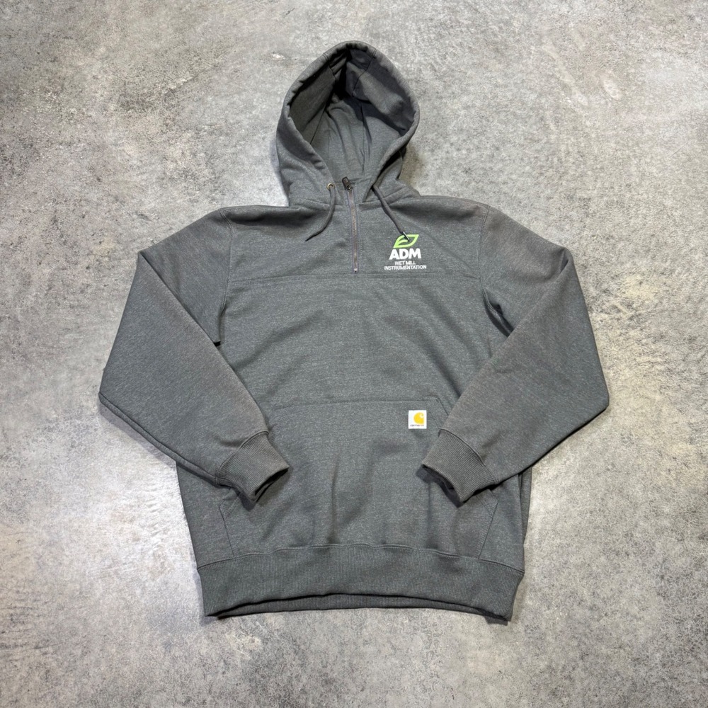 Carhartt Hoodie Women L Tall Gray Rain Defender Quarter Zip ADM Loose Fit Logo